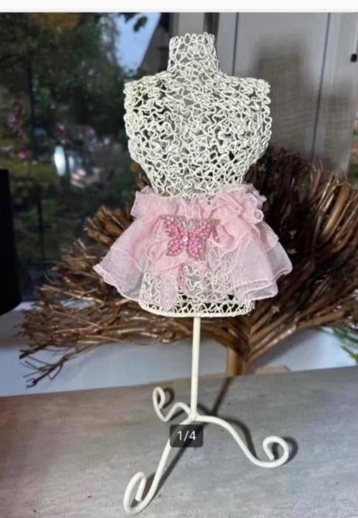 Decoratieve Paspop met roze tutu en vlinder 39 cm, Ophalen of Verzenden
