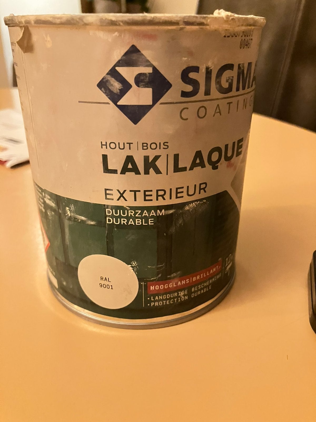 Sigma lak exterieur Ral 9001 hoogglans  GEZOCHT., Ophalen of Verzenden, Zo goed als nieuw, Wit