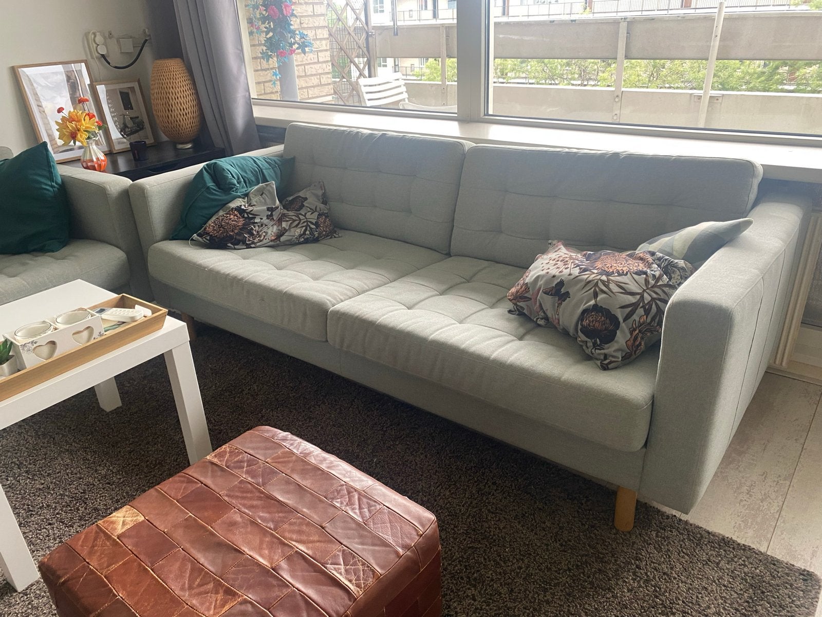 IKEA LANDSKRONA 3-zit bank, Gunnared lichtgroen, Huis en Inrichting, Ophalen, Gebruikt, Driepersoons, 75 tot 100 cm