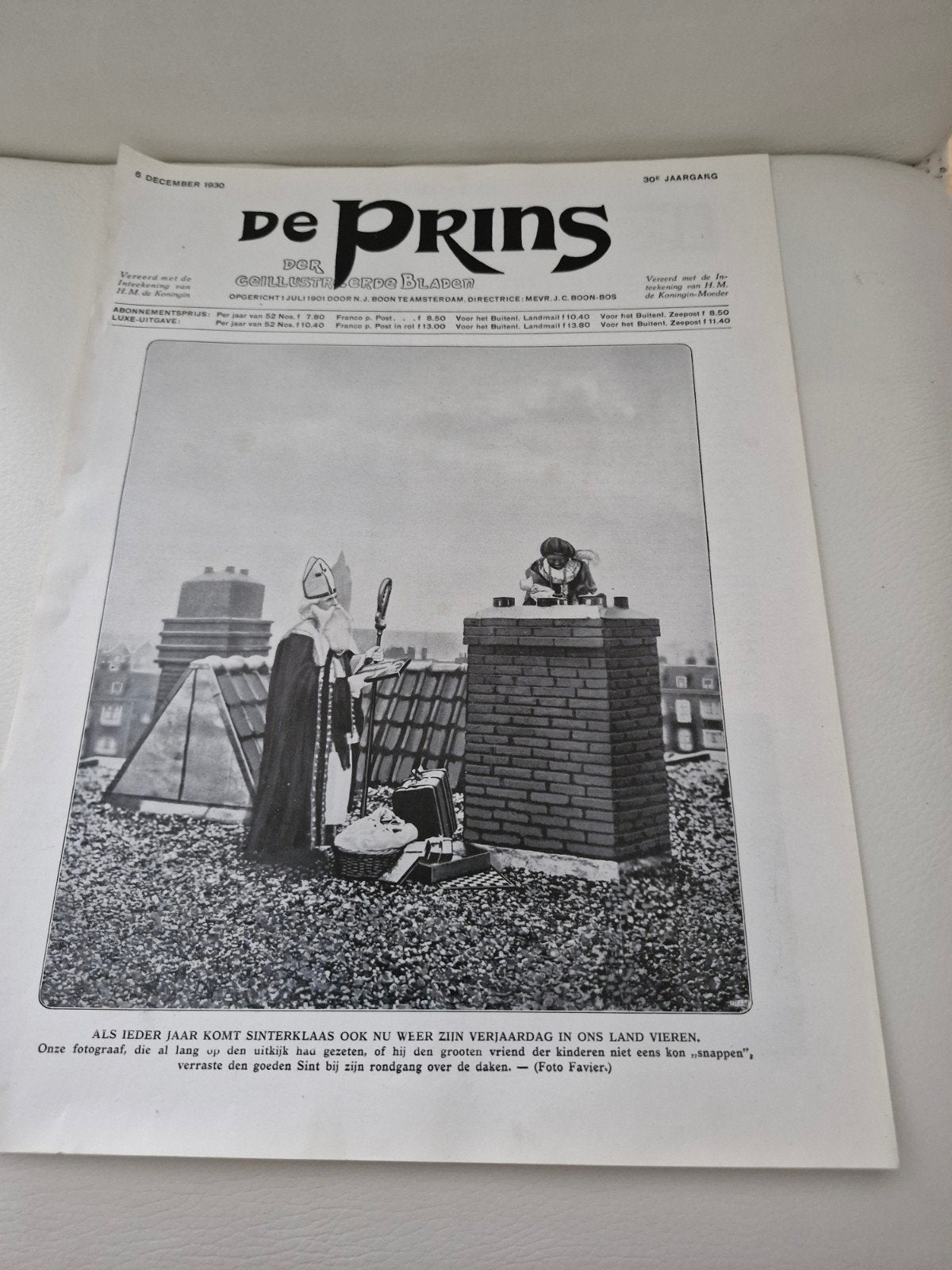 Voorblad De Prins - 6 December 1930 - Sinterklaas op dak, Ophalen of Verzenden