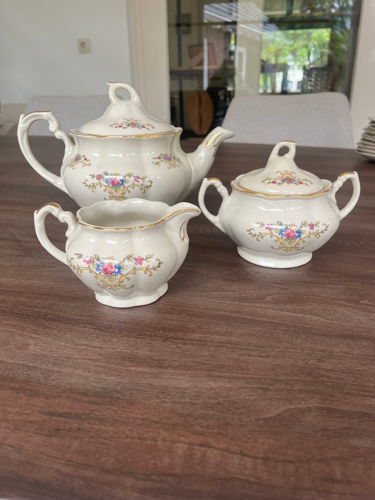 Vintage Chodzież porseleinen theeservies, Antiek en Kunst, Antiek | Servies compleet, Ophalen of Verzenden
