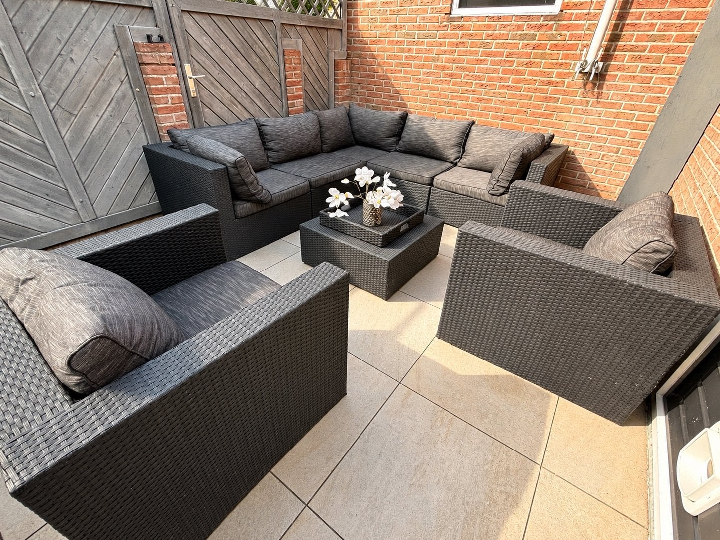 Loungeset tuinset antraciet, Ophalen, Gebruikt, Meer dan 8 zitplaatsen, Eettafel
