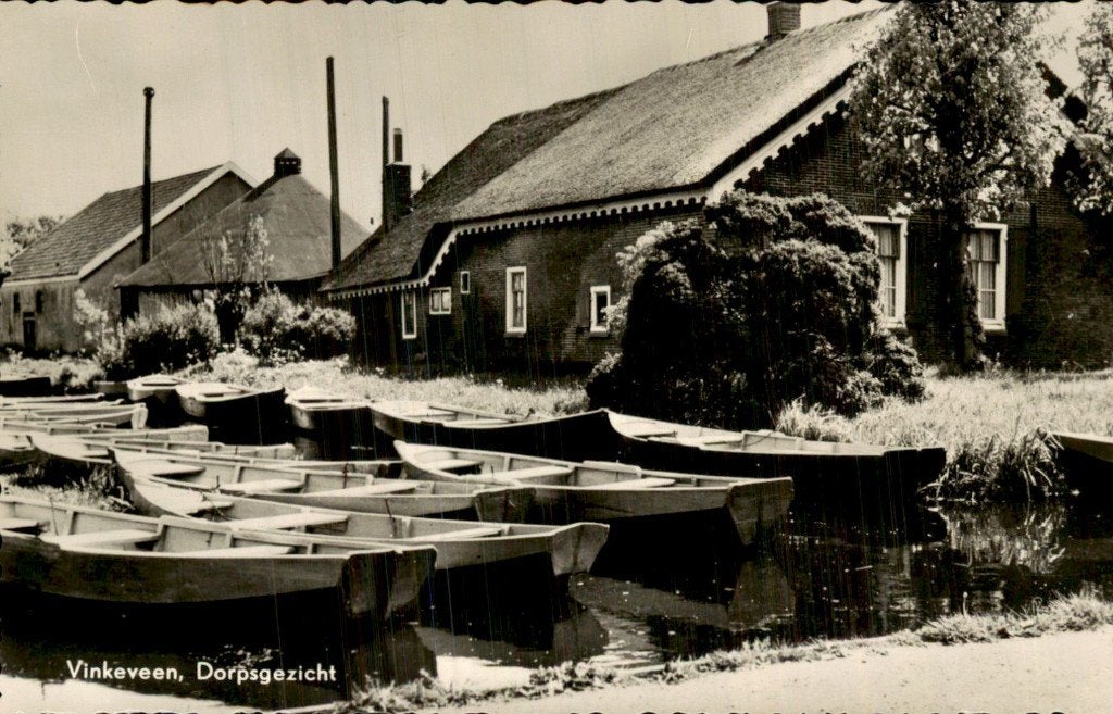 Vinkeveen - Dorpsgezicht - Boten, Ophalen of Verzenden, 1940 tot 1960, Gelopen, Utrecht
