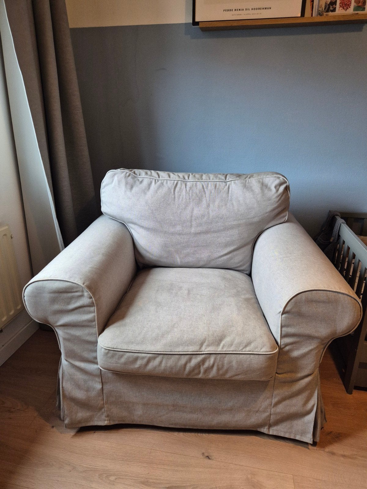 IKEA Ektorp fauteuil - Lichtgrijs, wasbare hoes, Ophalen, Gebruikt, 75 tot 100 cm, Stof