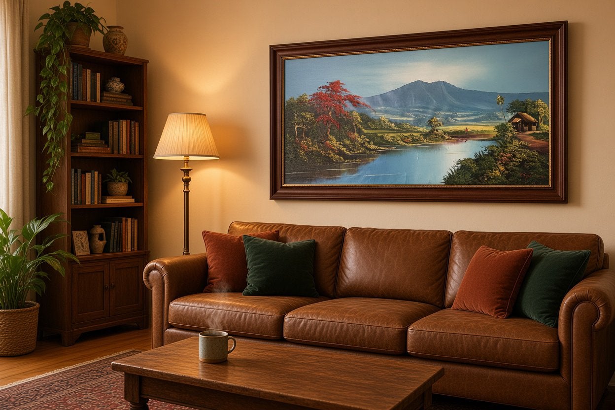 Tropisch Landschap Schilderij - Gesigneerd(Antiek Bali), Antiek en Kunst, Kunst | Schilderijen | Klassiek, Doek, Realistisch, Ophalen of Verzenden