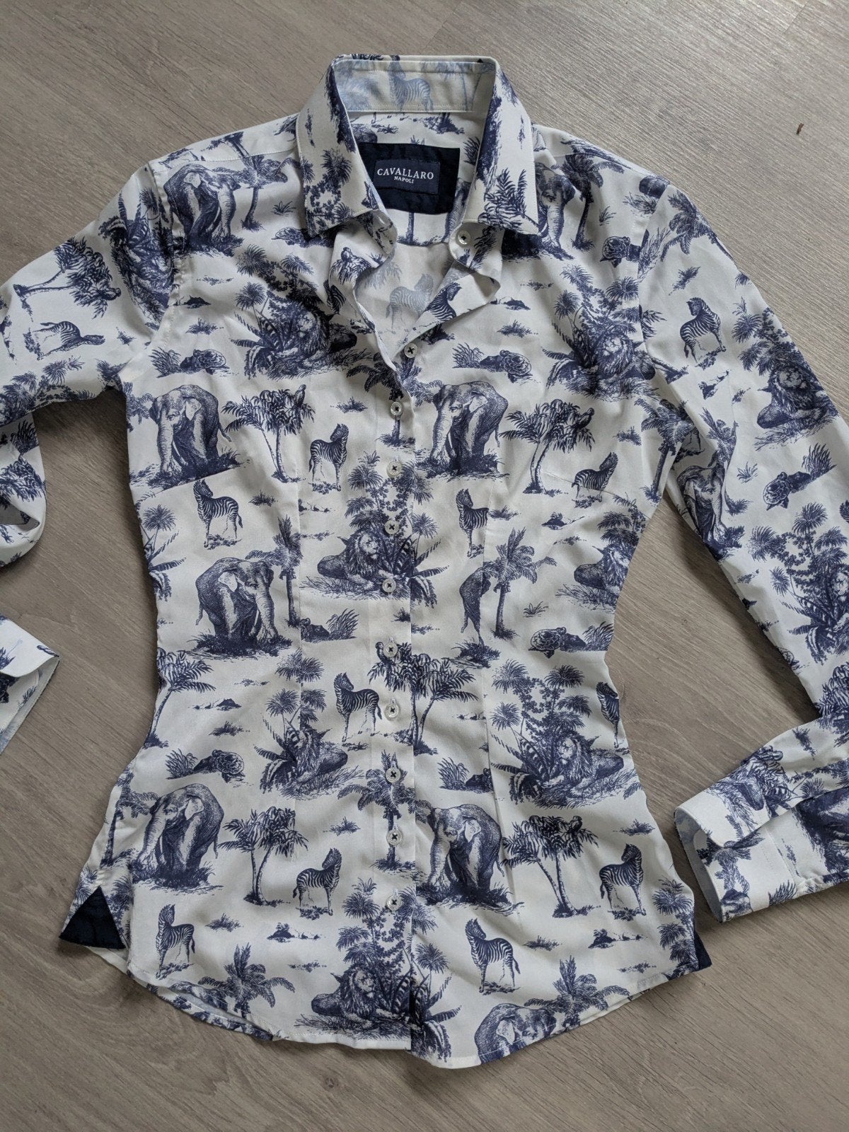 Cavallaro Napoli blouse met dierenprint, Blauw, Cavallaro Napoli, Ophalen of Verzenden, Zo goed als nieuw