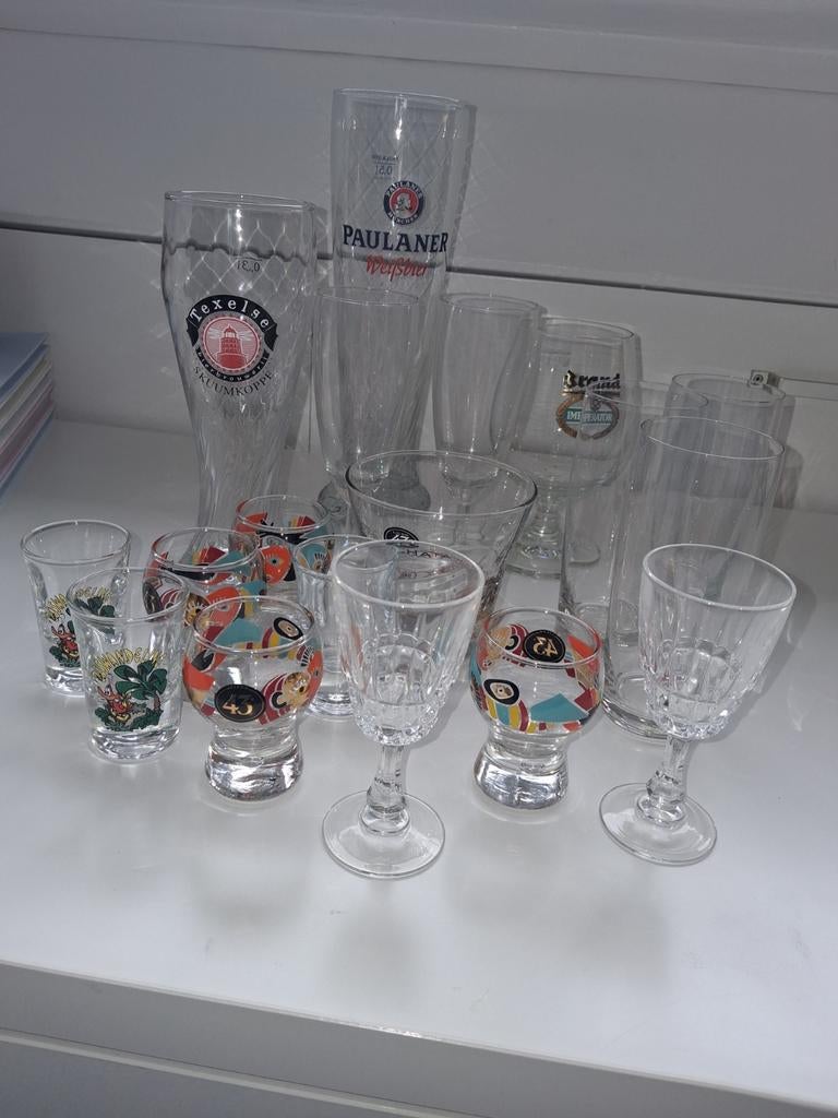 Diverse glazen: bier, shotjes, champagne en meer, Ophalen of Verzenden