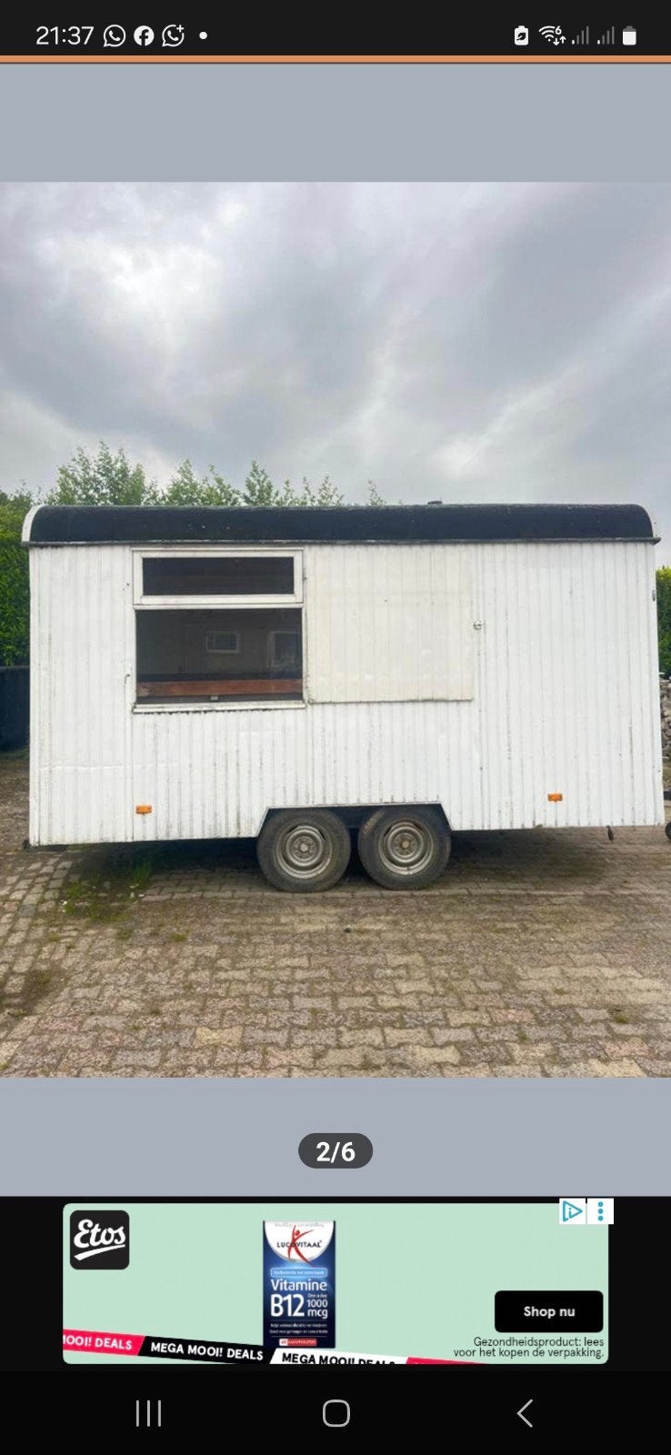 Witte aanhangwagen/schaftwagen met dubbele as, Ophalen, Gebruikt