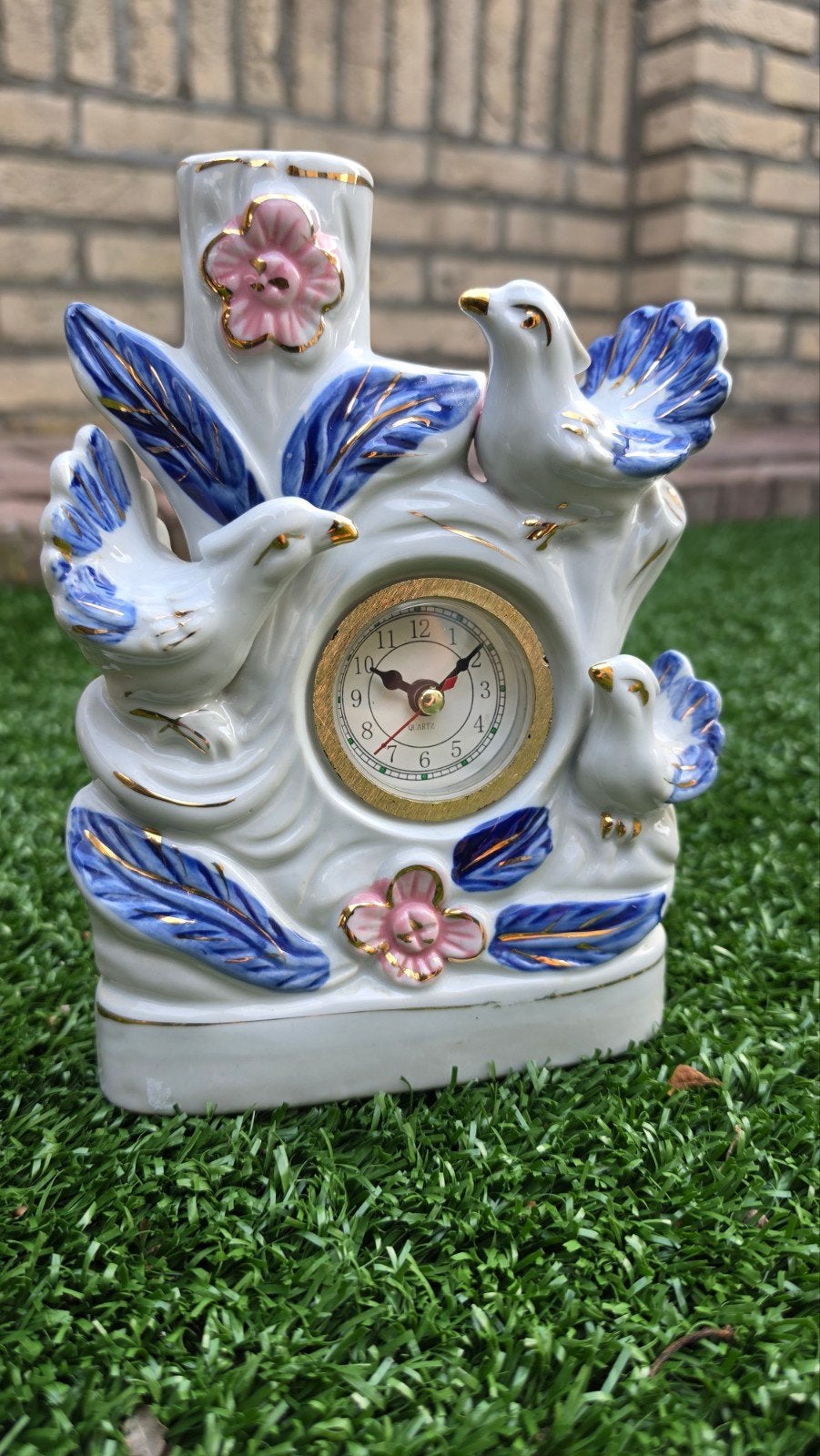 Vintage porseleinen klok met vogels, Ophalen