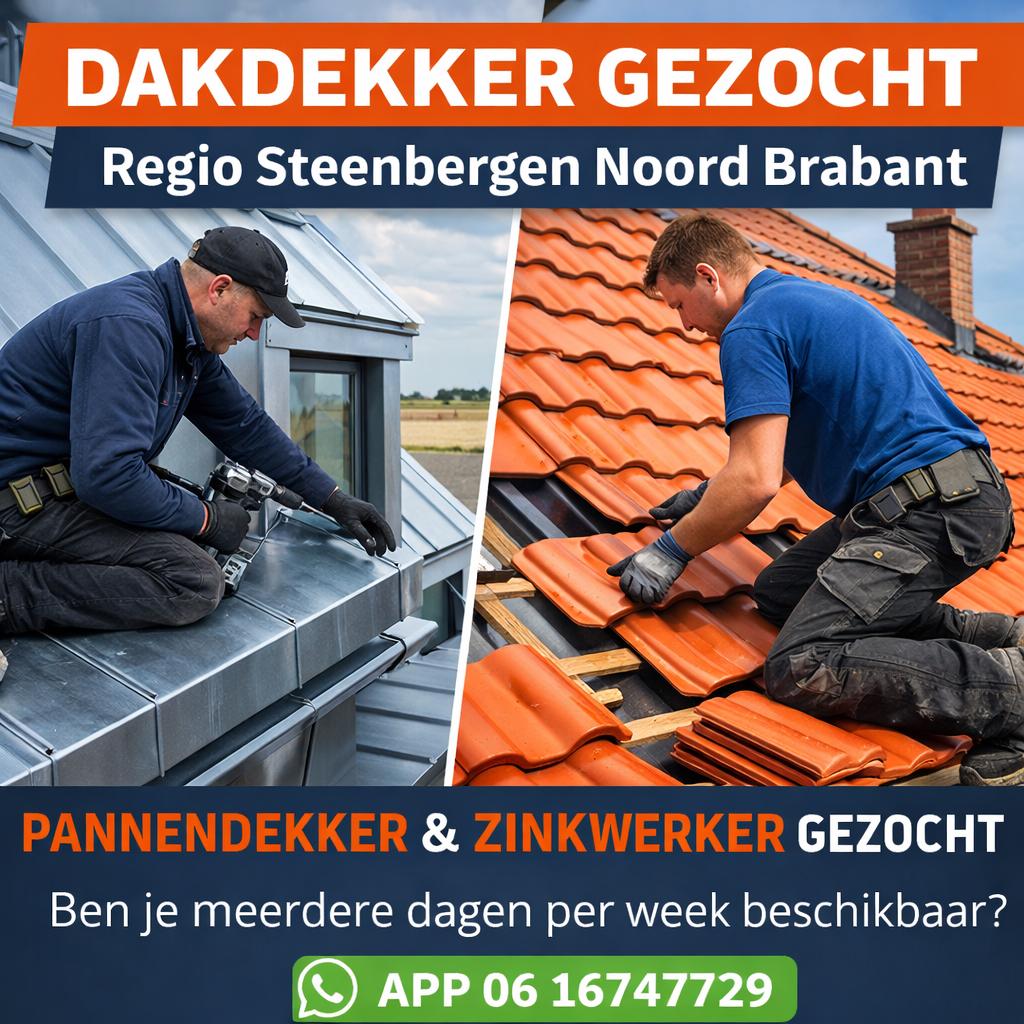 Ervaren dakdekker gezocht – regio Steenbergen Noord-Brabant, Vacatures