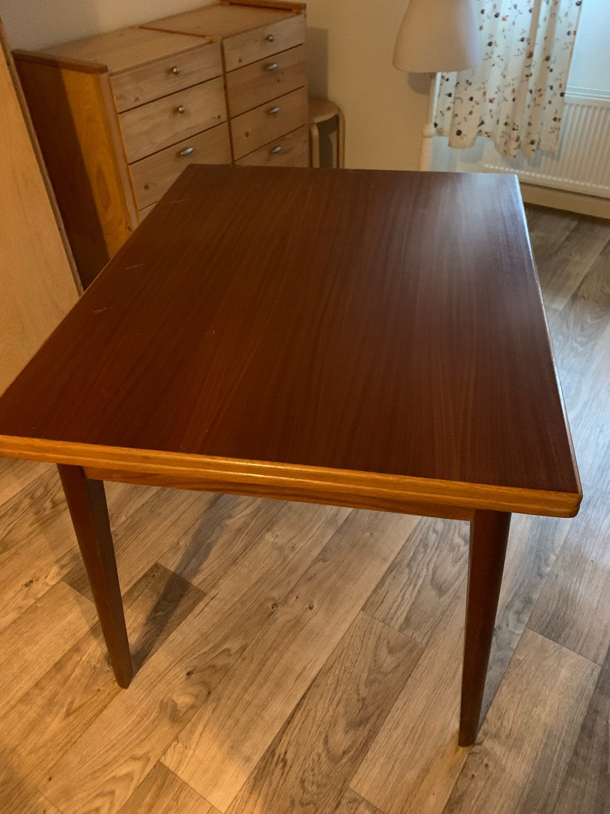 Vintage uitschuifbare tafel, Ophalen, Gebruikt, 50 tot 100 cm, 150 tot 200 cm