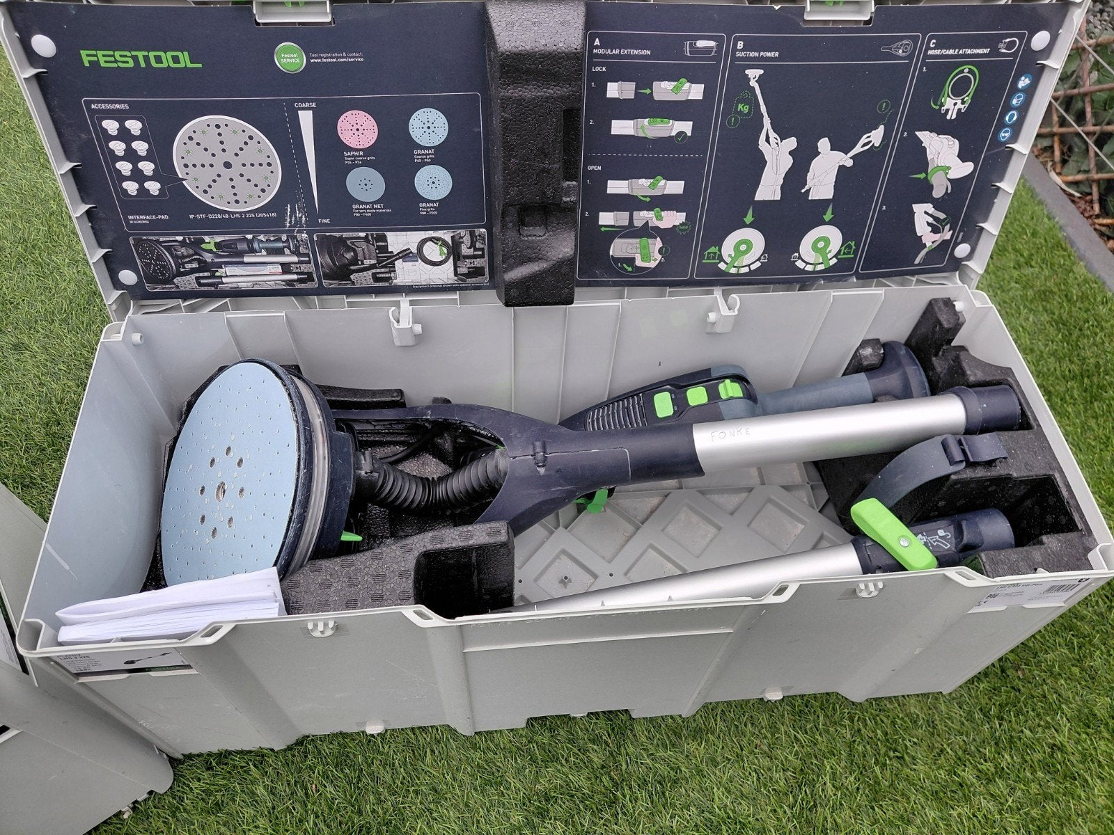 Festool Planex LHS 225 EQ Langnek schuurmachine, Ophalen of Verzenden, Zo goed als nieuw, Minder dan 600 watt, Overige typen