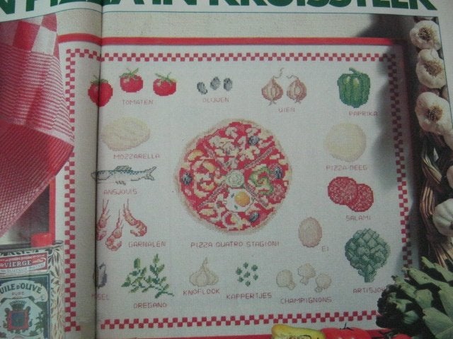 Borduurpatroon  Pizza Merklap en ijs sorbet merklap  nr 1207, Verzenden, Nieuw, Handborduren, Patroon
