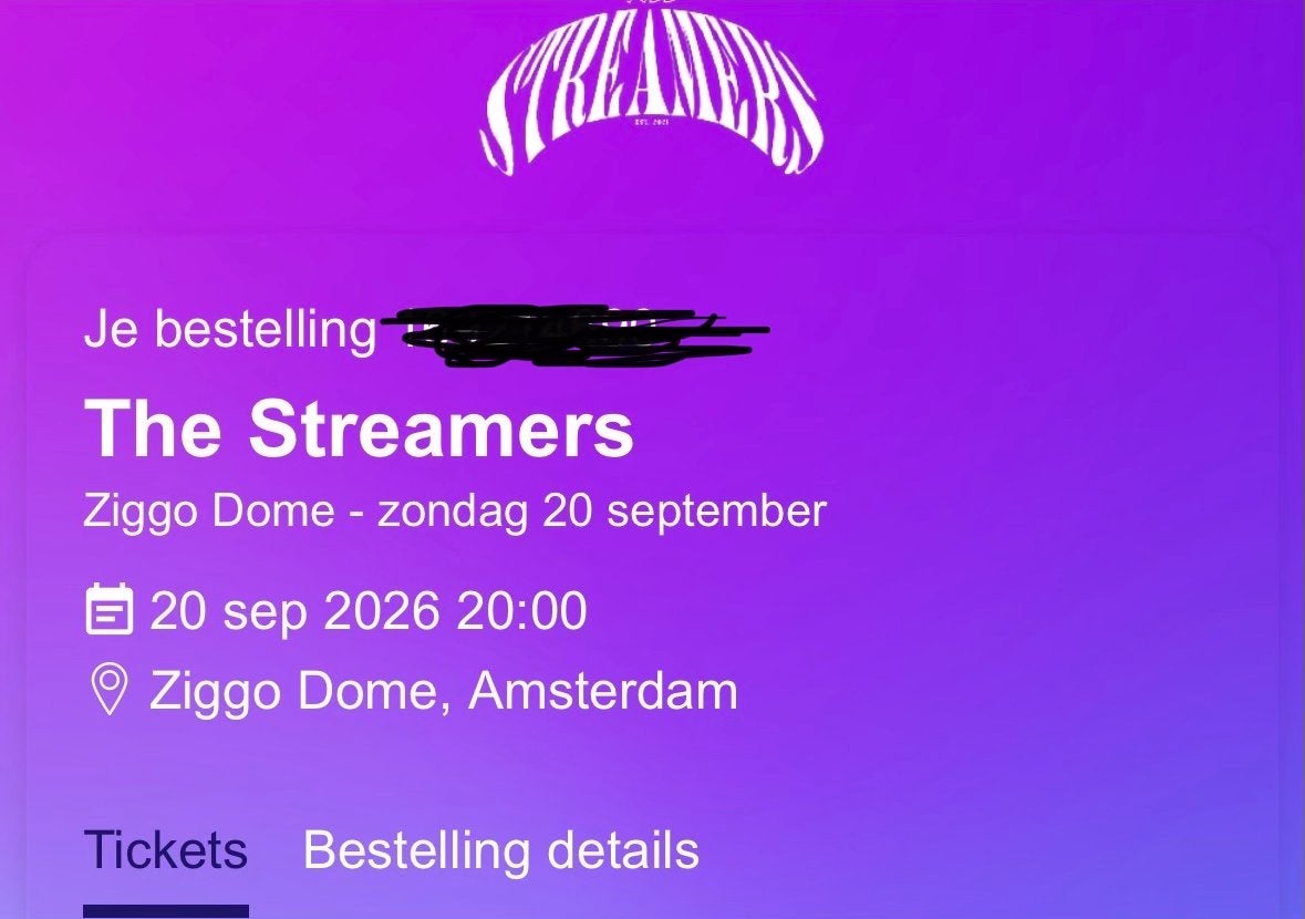 2 x ticket Streamers, Twee personen, September