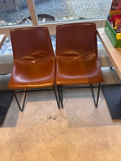 4 Eetkamerstoelen PU-leer cognac, Huis en Inrichting, Stoelen, Ophalen, Gebruikt, Bruin, Leer