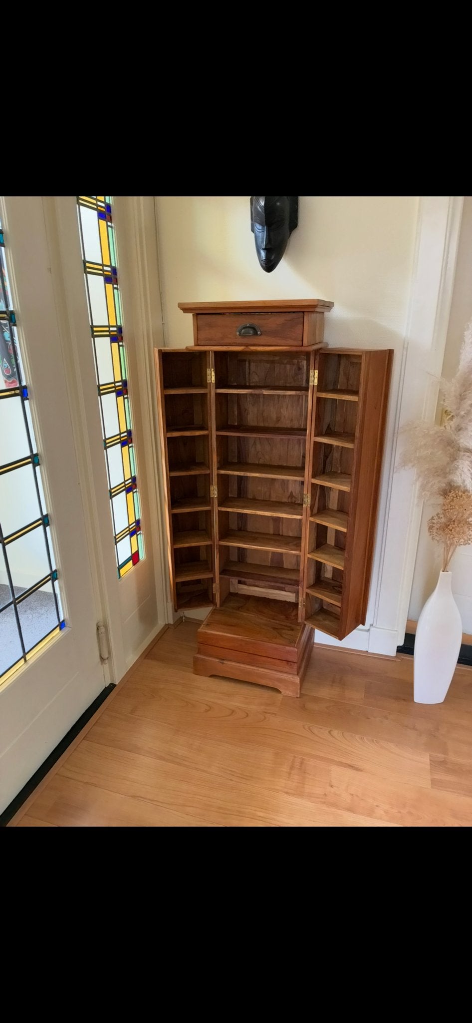 Houten CD kastje met lade hardhout, Huis en Inrichting, Kasten | Overige, Ophalen, Gebruikt