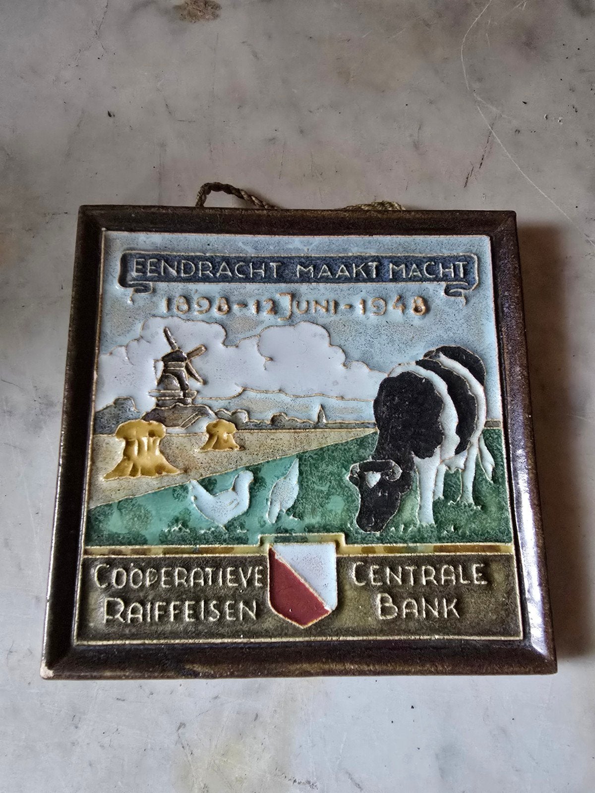 Tegeltje eendracht maakt macht porceleyne fles Delft, Antiek en Kunst, Ophalen of Verzenden