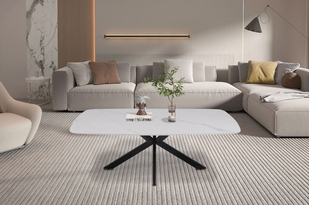 Salontafel ovaal keramiek 130 cm NIEUW VOORRAAD, Overige materialen, 100 tot 150 cm, Nieuw, Minder dan 50 cm