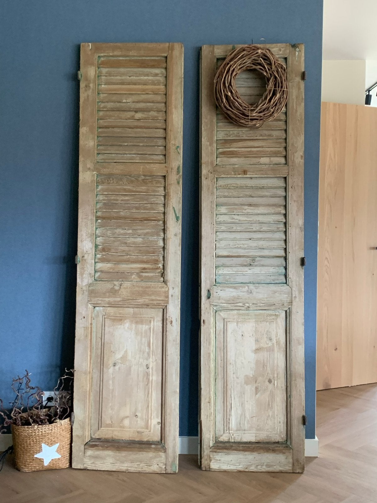 Set van 2 vintage houten luiken met patina, Ophalen