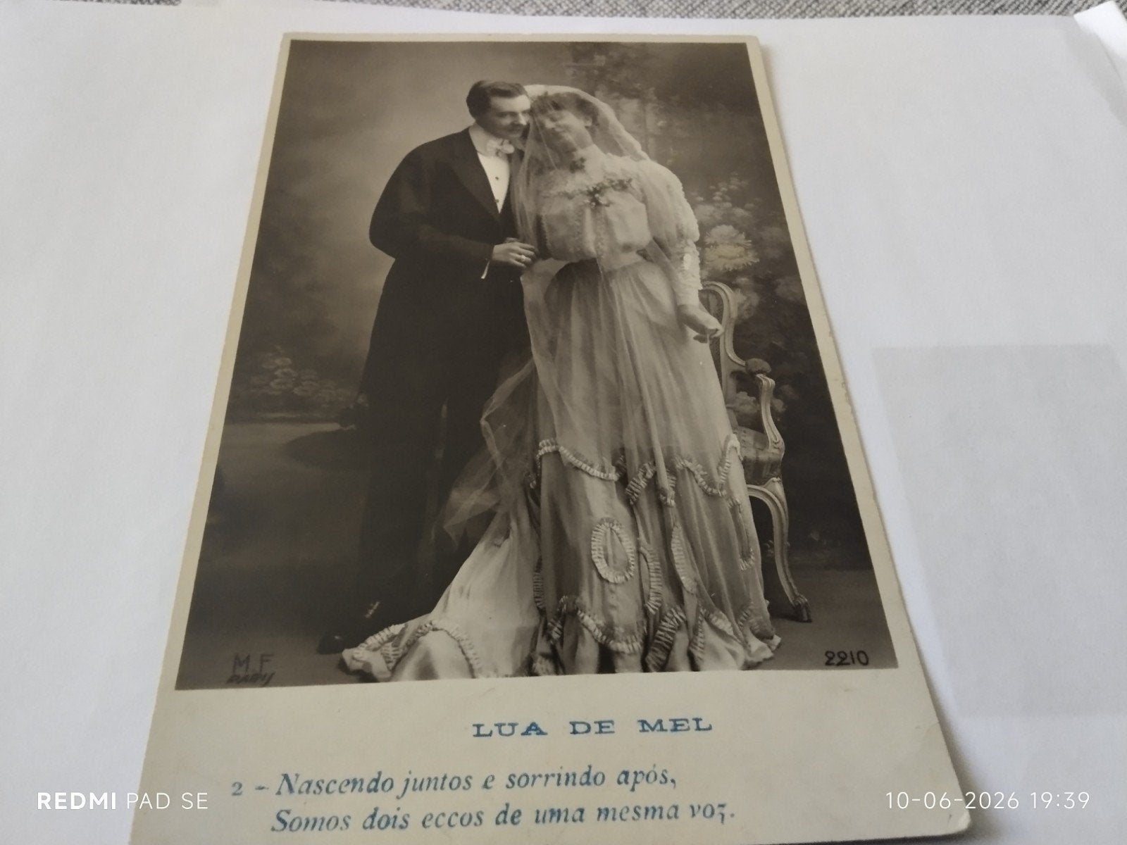 Portugese Ansichtkaart - Huwelijksfoto 'Lua de Mel', Verzamelen, Ophalen of Verzenden, Voor 1920, Gelopen