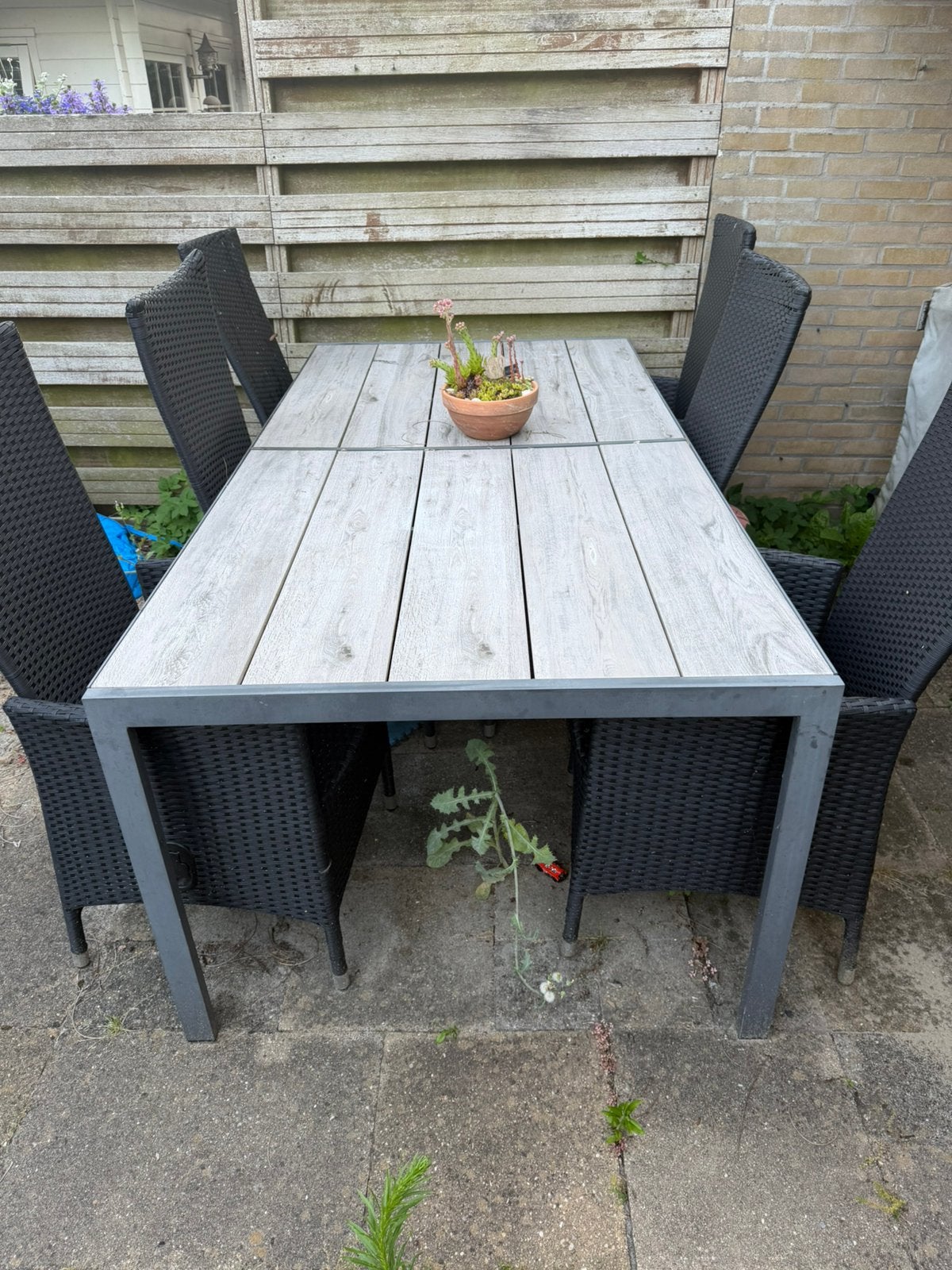 Tuintafel met 6 stoelen, Tuin en Terras, Ophalen, Gebruikt, Eettafel, 6 zitplaatsen
