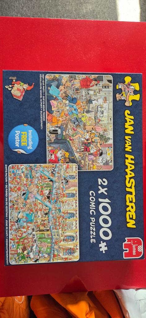 Jan van Haasteren 2x1000 stukjes - Oud & Nieuw Feestje, Ophalen of Verzenden, 500 t/m 1500 stukjes, Nieuw, Legpuzzel