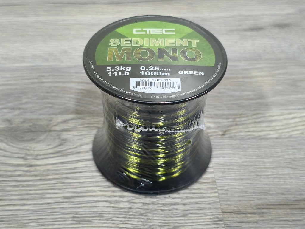 NIEUW Spro C-Tec Sediment Mono Vislijn 1000 M 0,25 mm Groen, Ophalen of Verzenden, Nieuw, Vislijn