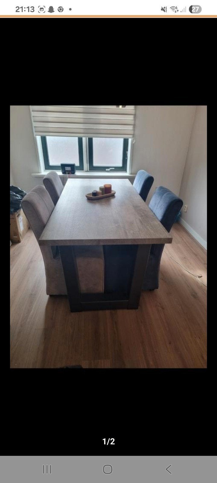 masiefen eettafel echt lootzwaar met stoelen, Huis en Inrichting, Ophalen