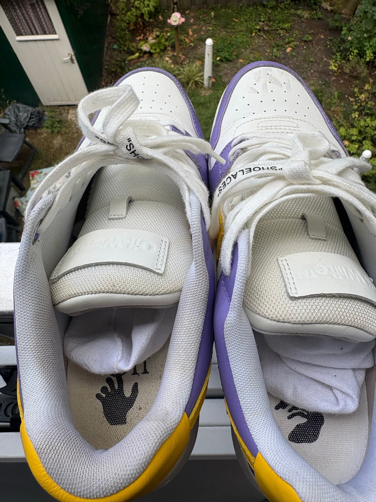 Off-White Out of Office Sneakers Paars/Geel, Overige kleuren, Ophalen of Verzenden, Sneakers of Gympen, Zo goed als nieuw