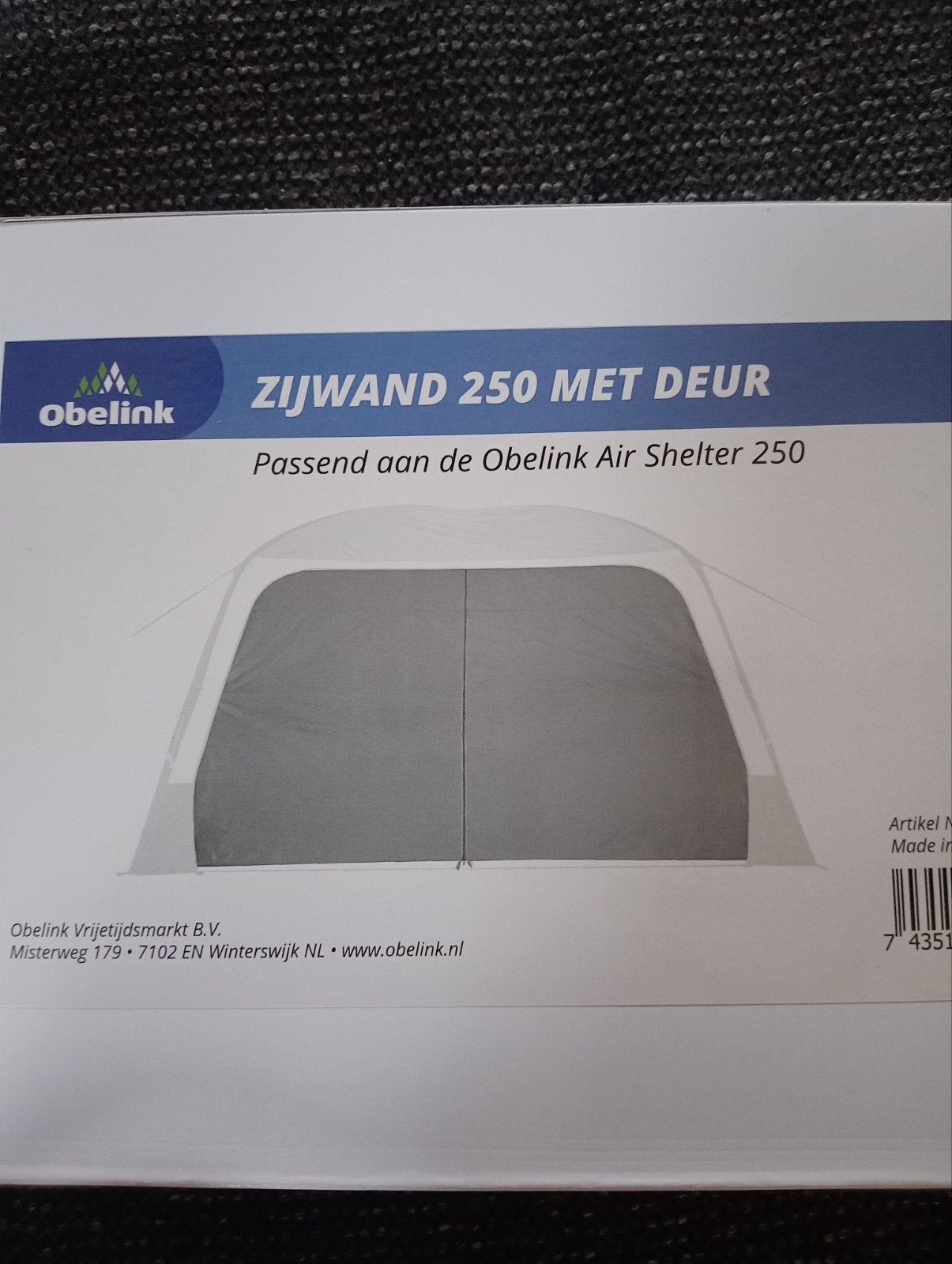 Obelink Zijwand Air Shelter 250, Ophalen of Verzenden