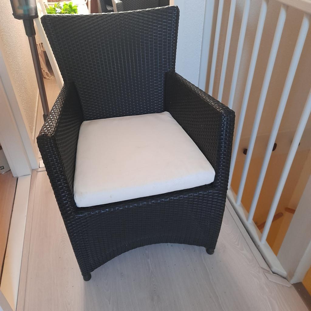 6 zwarte wicker tuinstoelen (voor aan eettafel), Tuin en Terras, Tuinstoelen, Ophalen, Gebruikt, Wicker