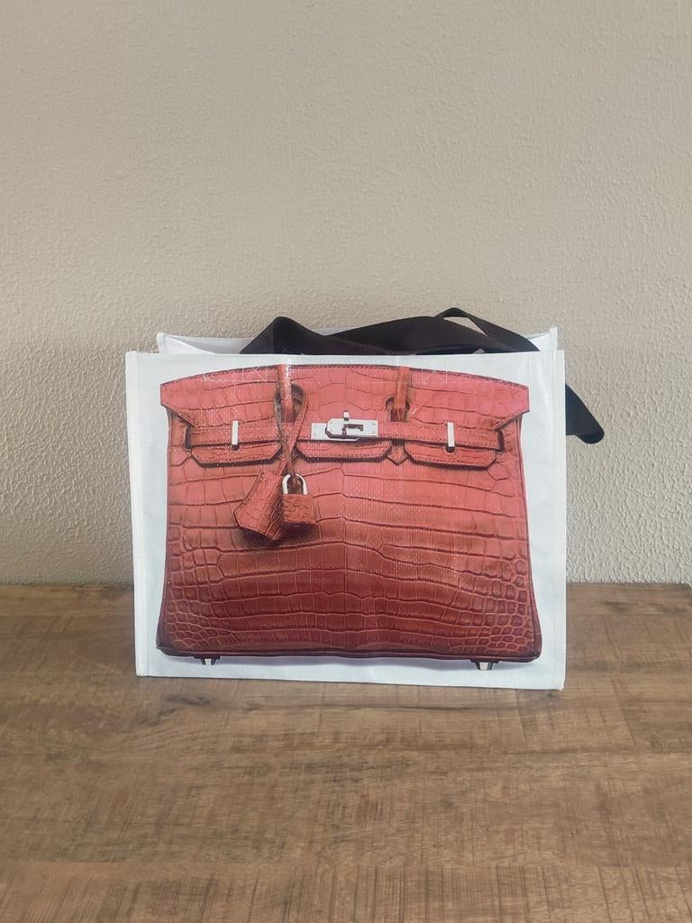 Luxe boodschappentas met Birkin print bruin, Ophalen of Verzenden, Nieuw, Bruin, Shopper