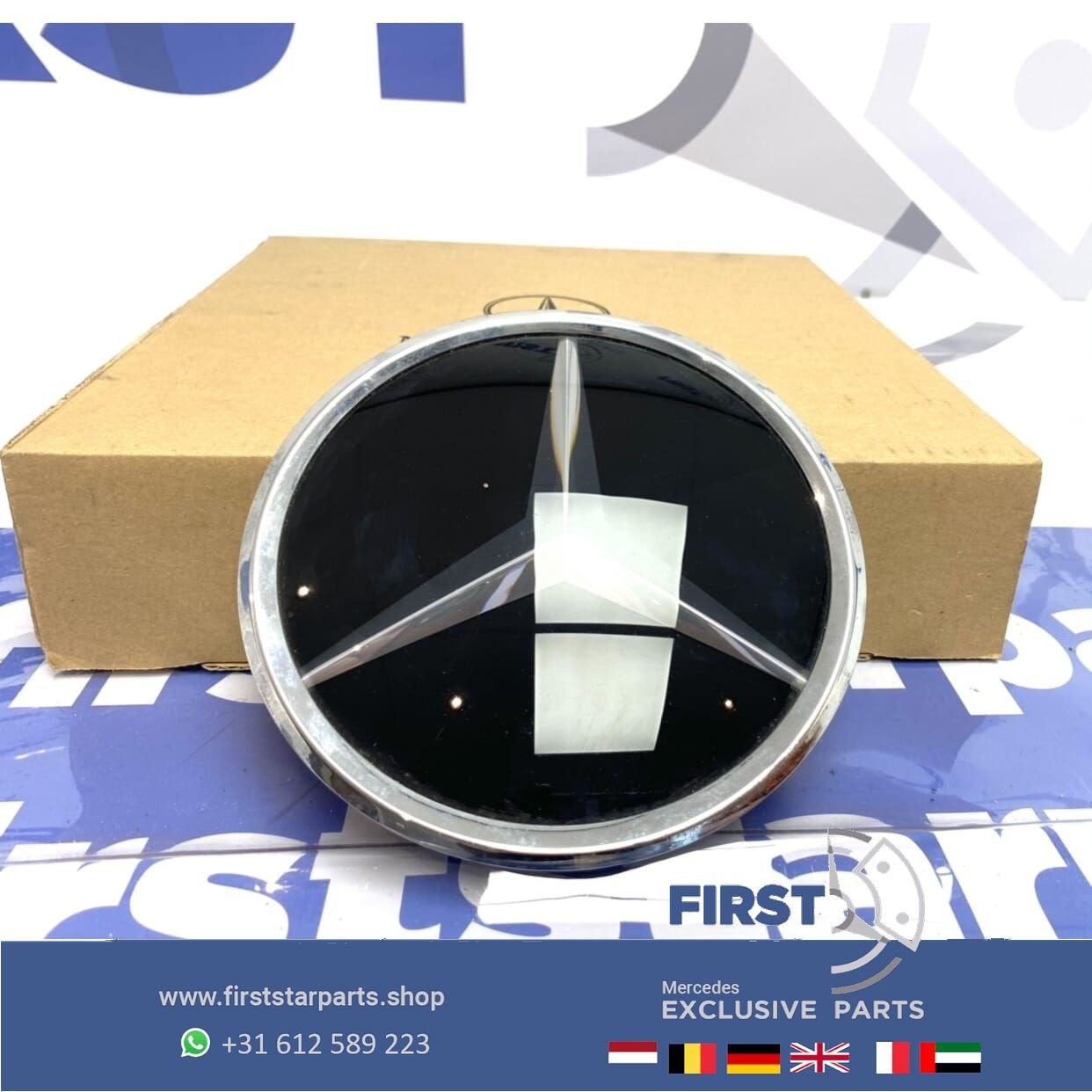 Mercedes LOGO GLAS GRIL EMBLEEM VOORZIJDE GLAZEN STER DISTRO, Gebruikt, -, Ophalen of Verzenden, -