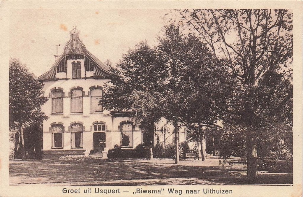 703-335-033 Groet uit Usquert Biwema Weg naar Uithuizen, Ophalen of Verzenden, Voor 1920, Groningen