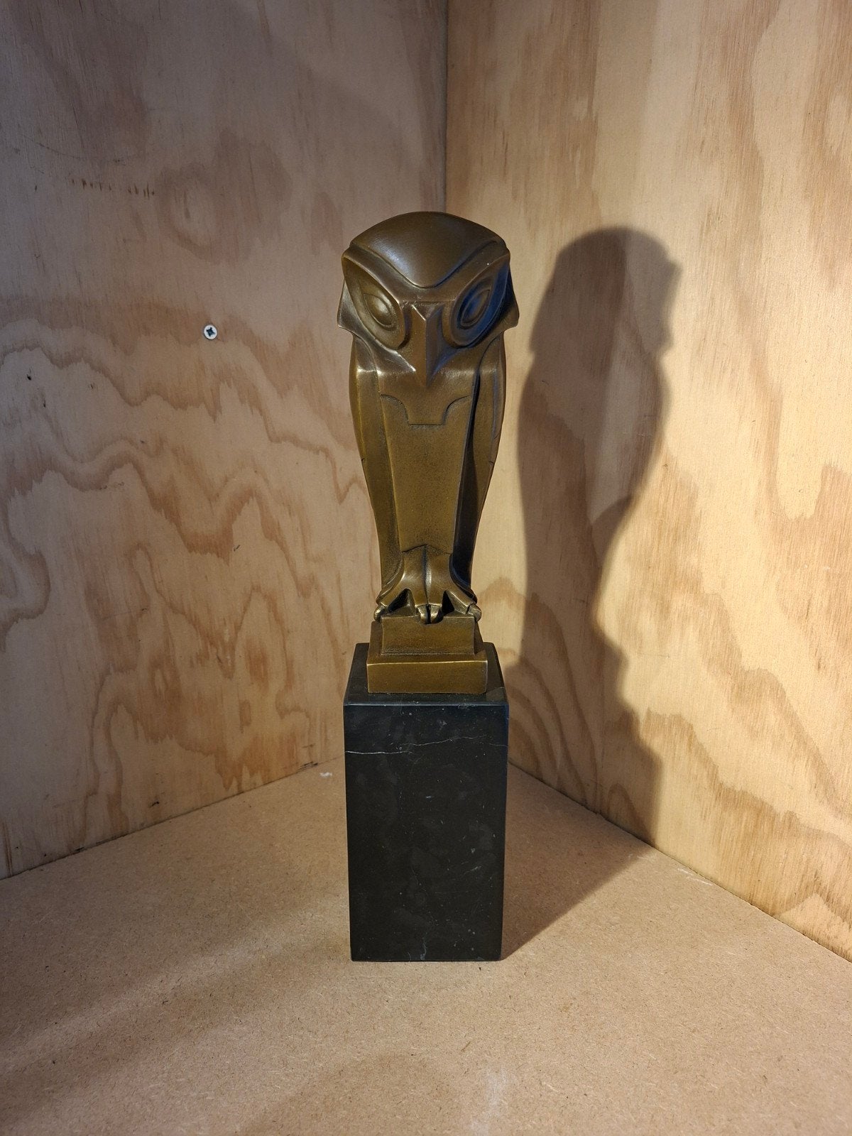 Art Deco Uil Bronzen Beeld op Marmeren Sokkel - Gesigneerd, Art deco, Ophalen of Verzenden, Brons, 20 - 50 cm