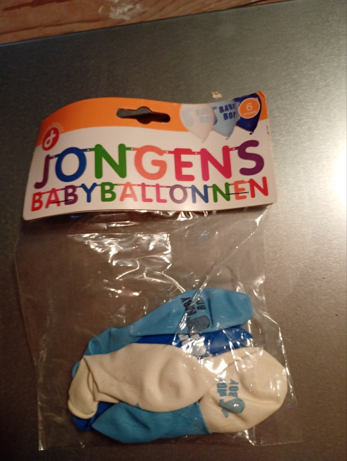 Ballonnen jongen geboren 1,-, Ophalen of Verzenden, Nieuw, Versiering, Geboorte of Huwelijk