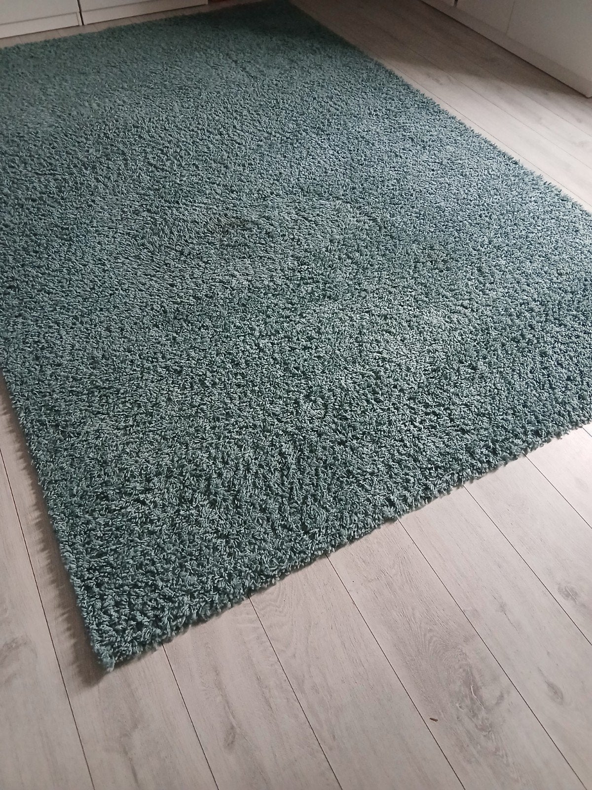 Turquoise vloerkleed 200x300 cm, Ophalen, Shaggy, Blauw, 200 cm of meer