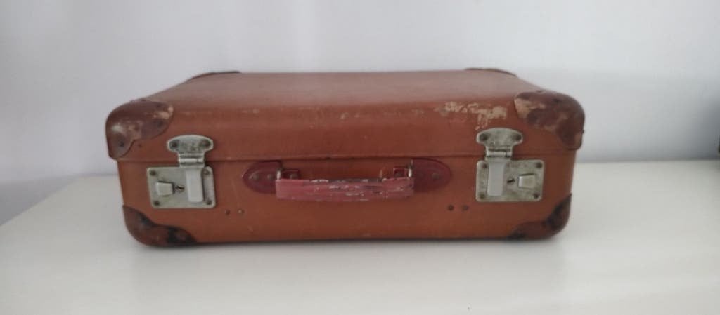 K731 VINTAGE jaren 50 koffer van geperst karton, Sieraden, Tassen en Uiterlijk, Koffers, Overige materialen, Gebruikt, 50 tot 60 cm