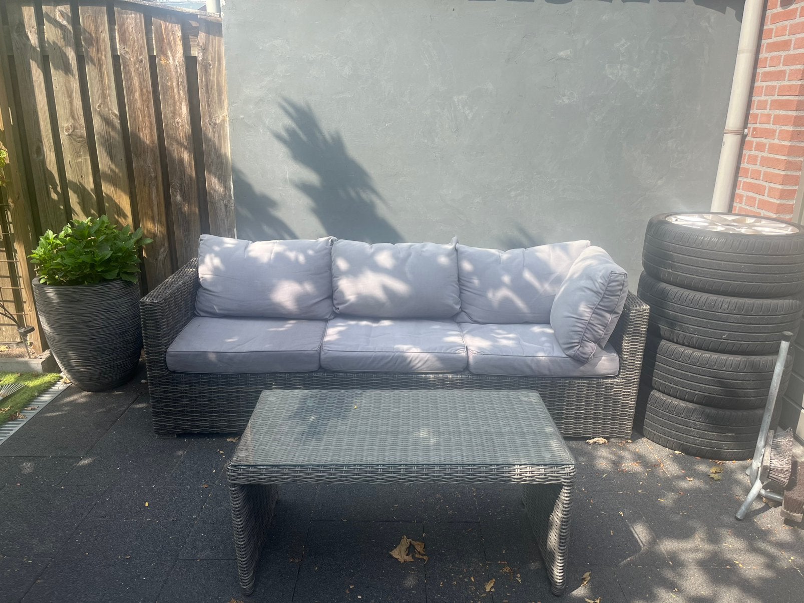 Tuin / loungset antraciet, Gebruikt, 6 zitplaatsen, Ophalen of Verzenden, Loungeset