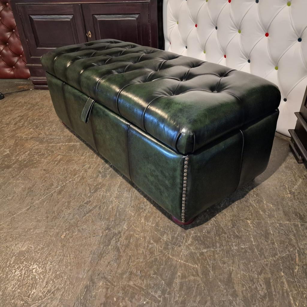 Chesterfield Osborne opbergkist antiek groen, Huis en Inrichting, Ophalen, Klassiek, Nieuw, 100 tot 125 cm