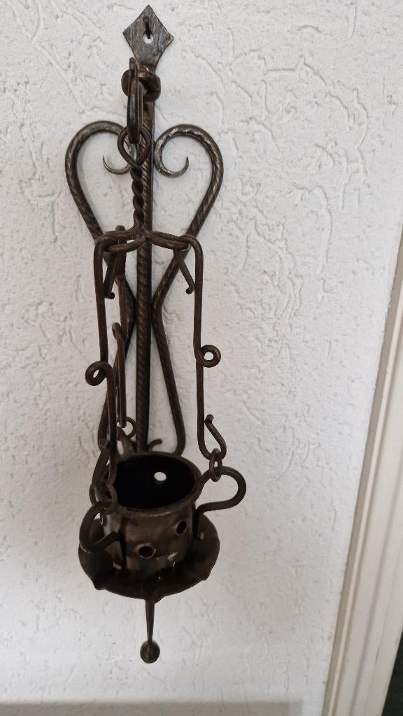 brocante metalen wand theelichthouder, Ophalen of Verzenden
