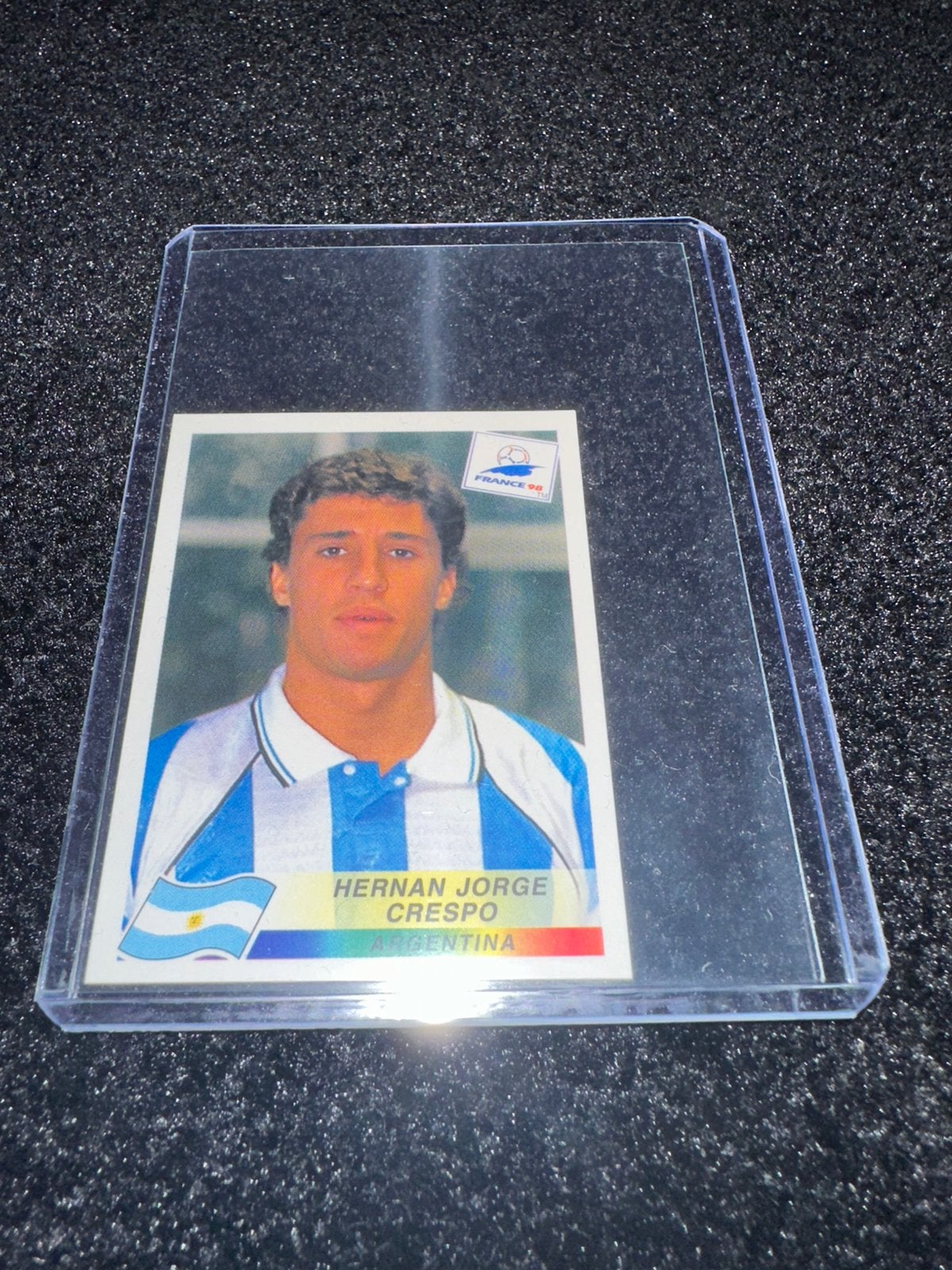 Hernan Crespo Argentinië Panini World Cup 1998, Ophalen of Verzenden, Zo goed als nieuw, Buitenlandse clubs, Poster, Plaatje of Sticker