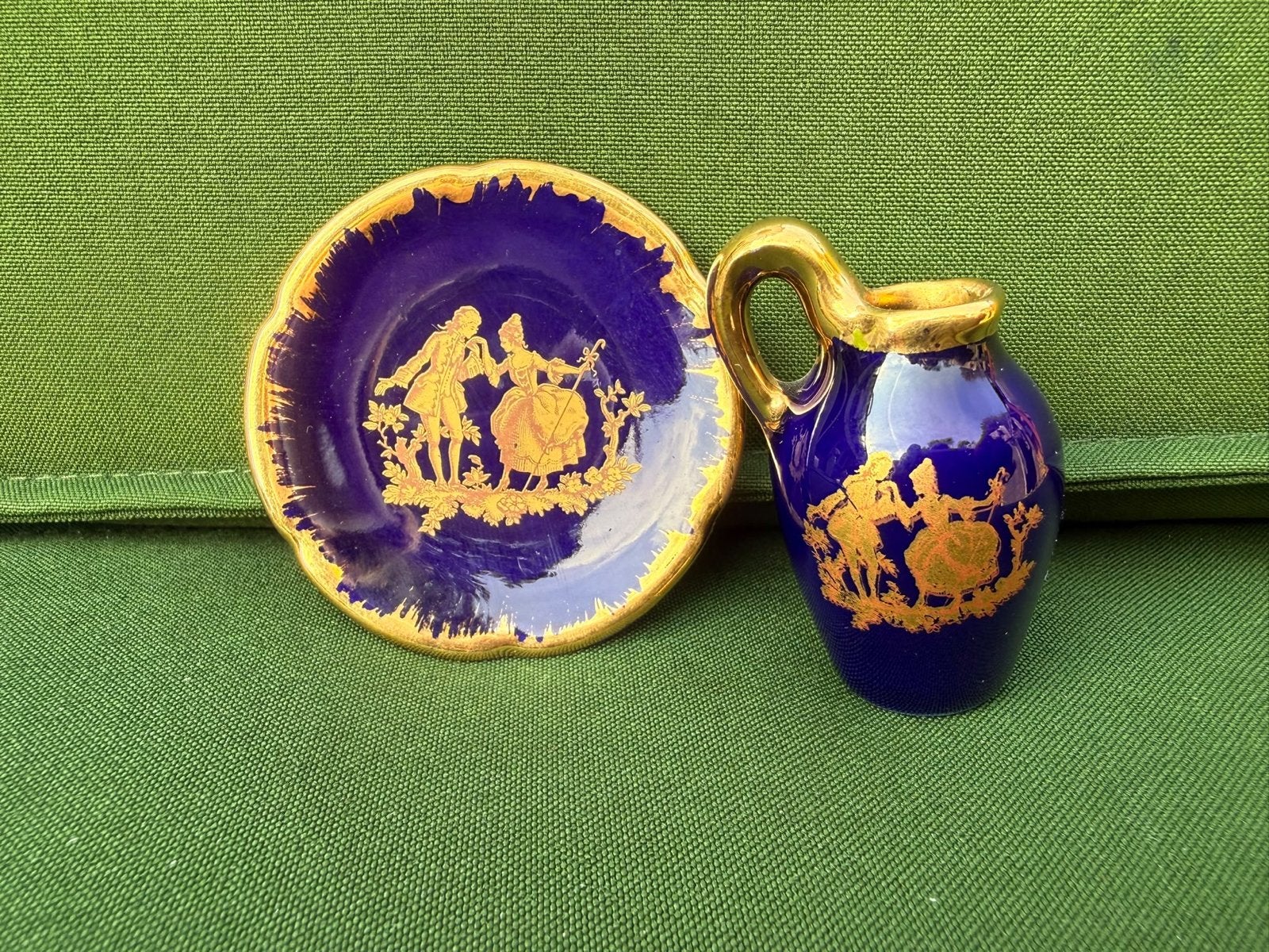 Miniatuur Limoges Porselein Setje - Kobaltblauw met Goud, Antiek en Kunst, Ophalen