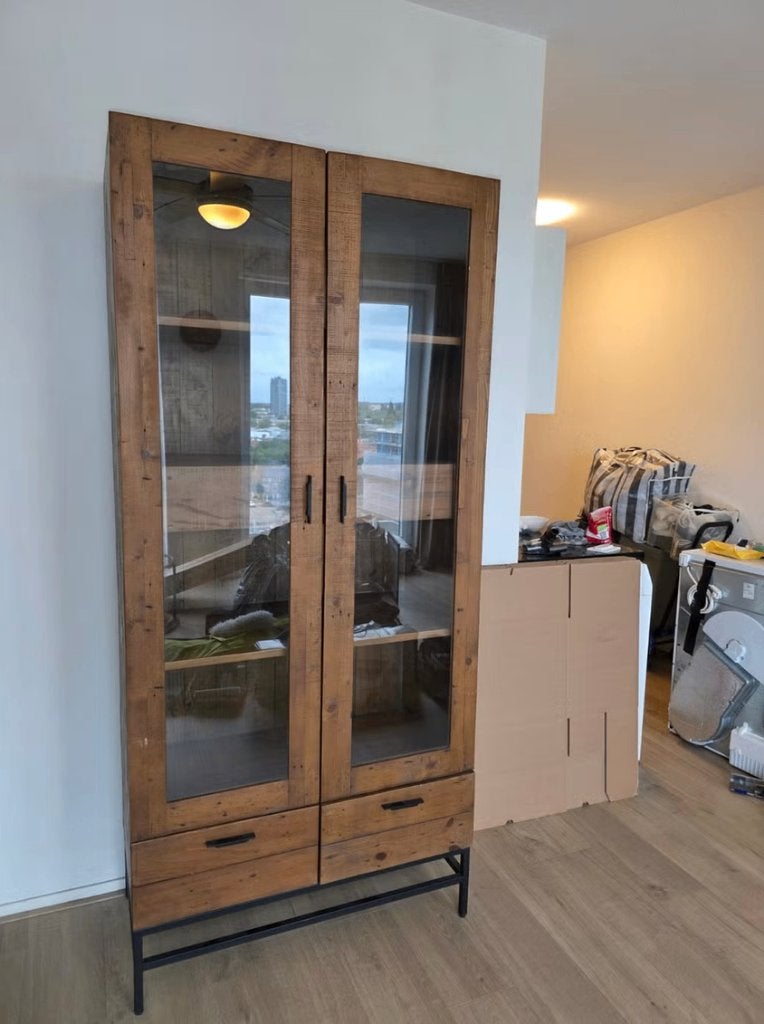Vitrinekast Grasby - 200x90x45 - Moet zsm weg!, Ophalen, Gebruikt, Met lade(s), 50 tot 100 cm