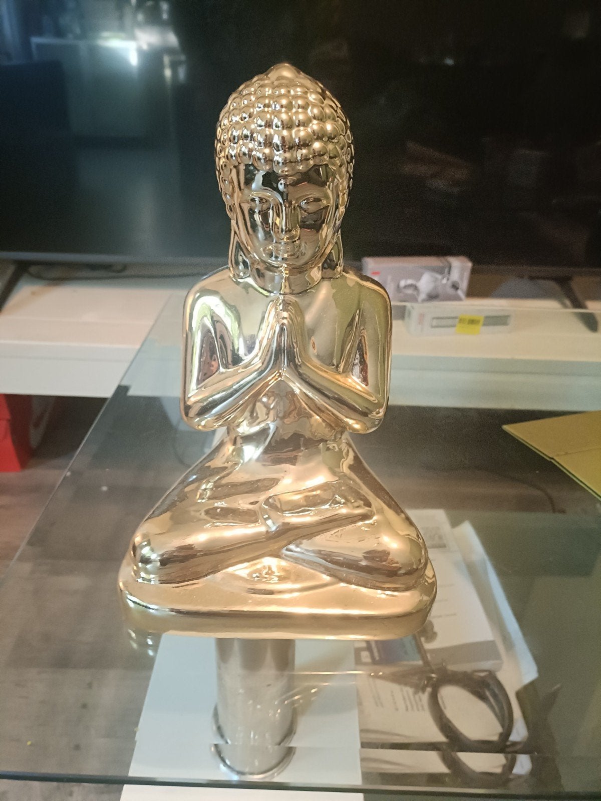 Goudkleurig Boeddha beeldje - Mediterende Boeddha, Ophalen of Verzenden, Zo goed als nieuw, Goud
