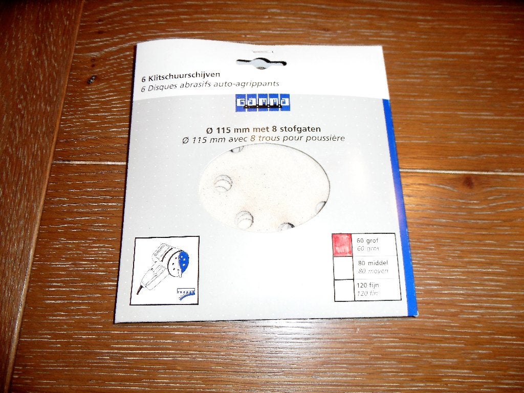 Set van 6 Klitschuurschijven GAMMA (115mm/8/60 grof), Ophalen of Verzenden, Nieuw, Minder dan 600 watt, Overige typen