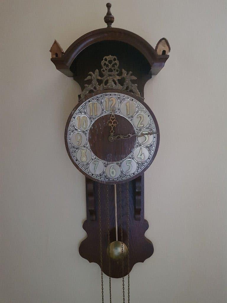 Wandklok Vintage, Ophalen, Bruin, Antiek, Analoog