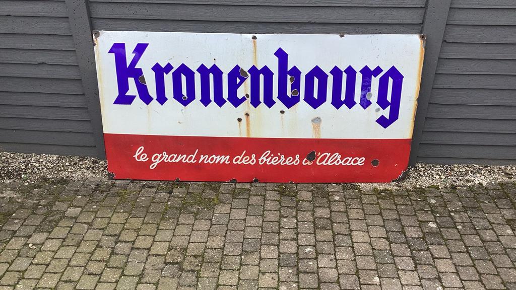 Groot Vintage Kronenbourg Emaille Bord - 200x100 cm, Ophalen