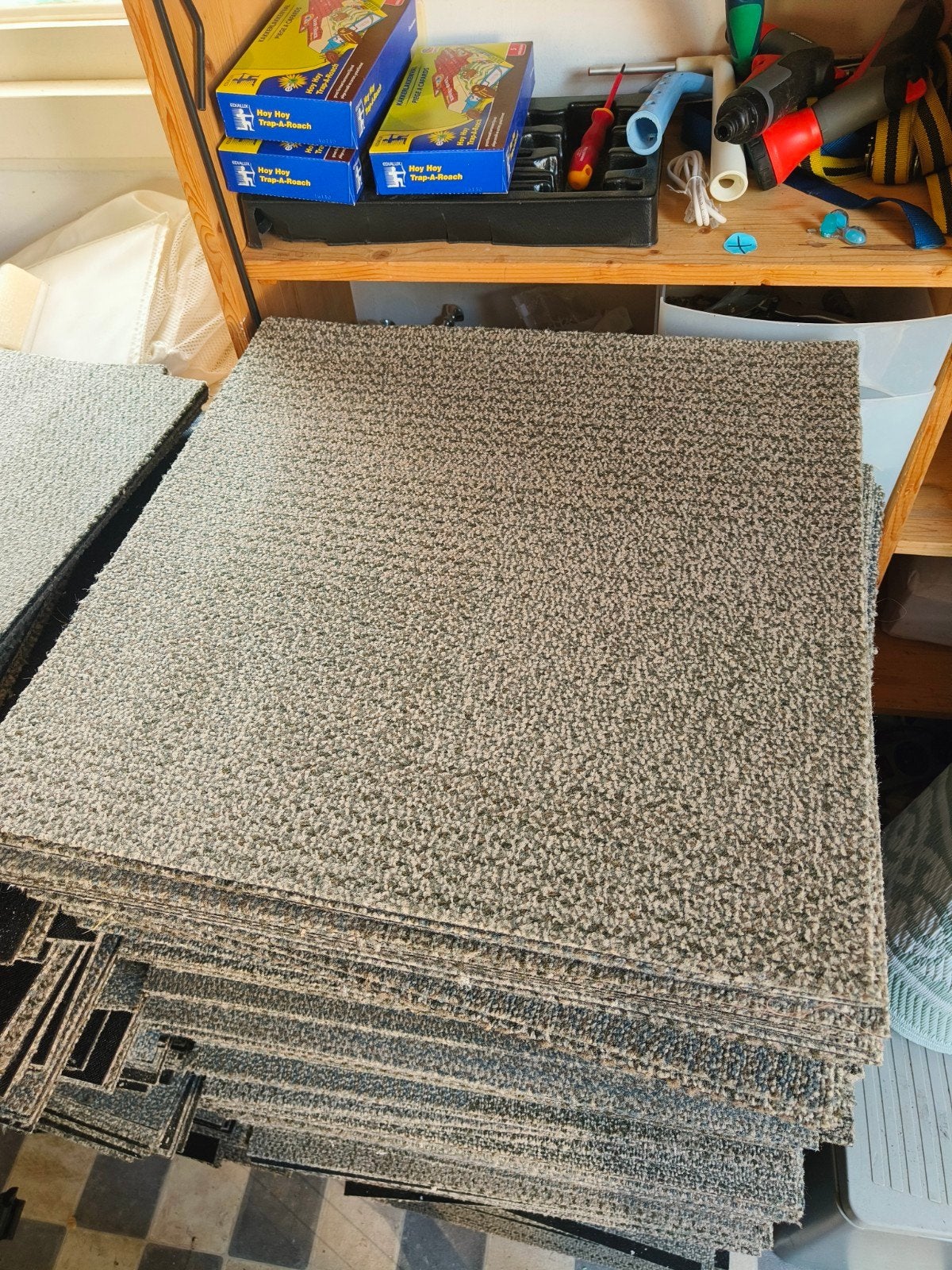 Gebruikte tapijttegels 50x50 cm - 7m2 groen/blauw, Ophalen