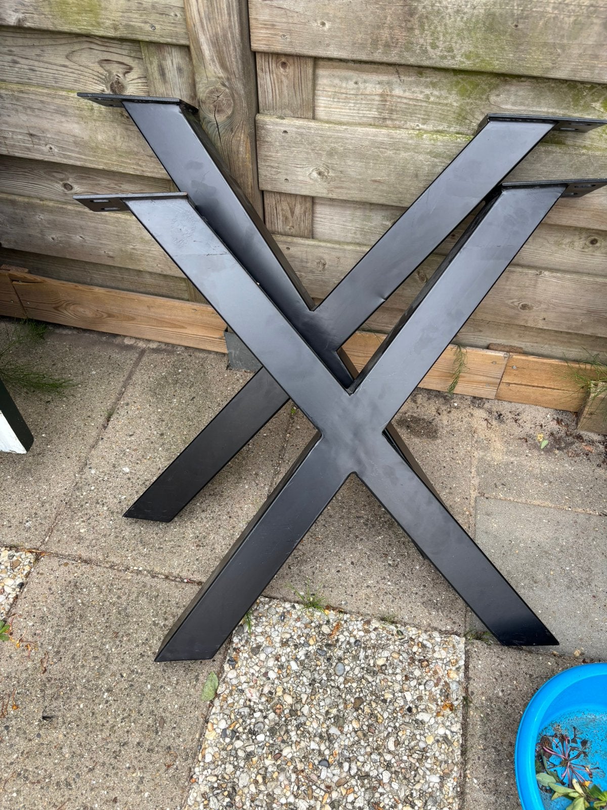 2x kruis poot in kleur zwart, Ophalen, Tafelpoot, Gebruikt, Vierkant
